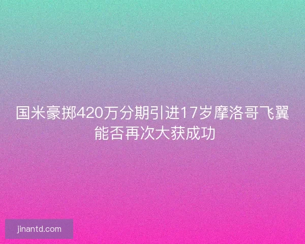 国米豪掷420万分期引进17岁摩洛哥飞翼 能否再次大获成功